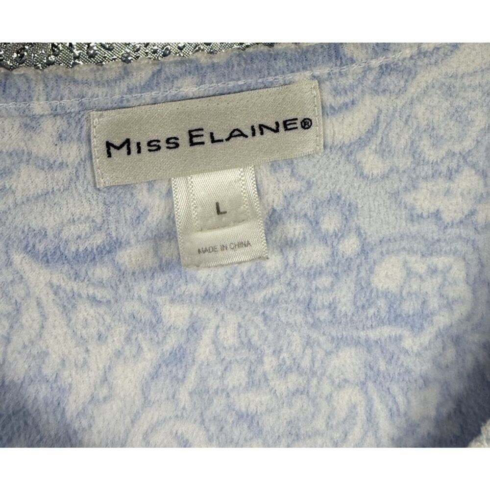Miss Elaine Periwinkle Blue Floral Fleece Pullover Nightgown Smocked Womens L - Picture 2 of 6